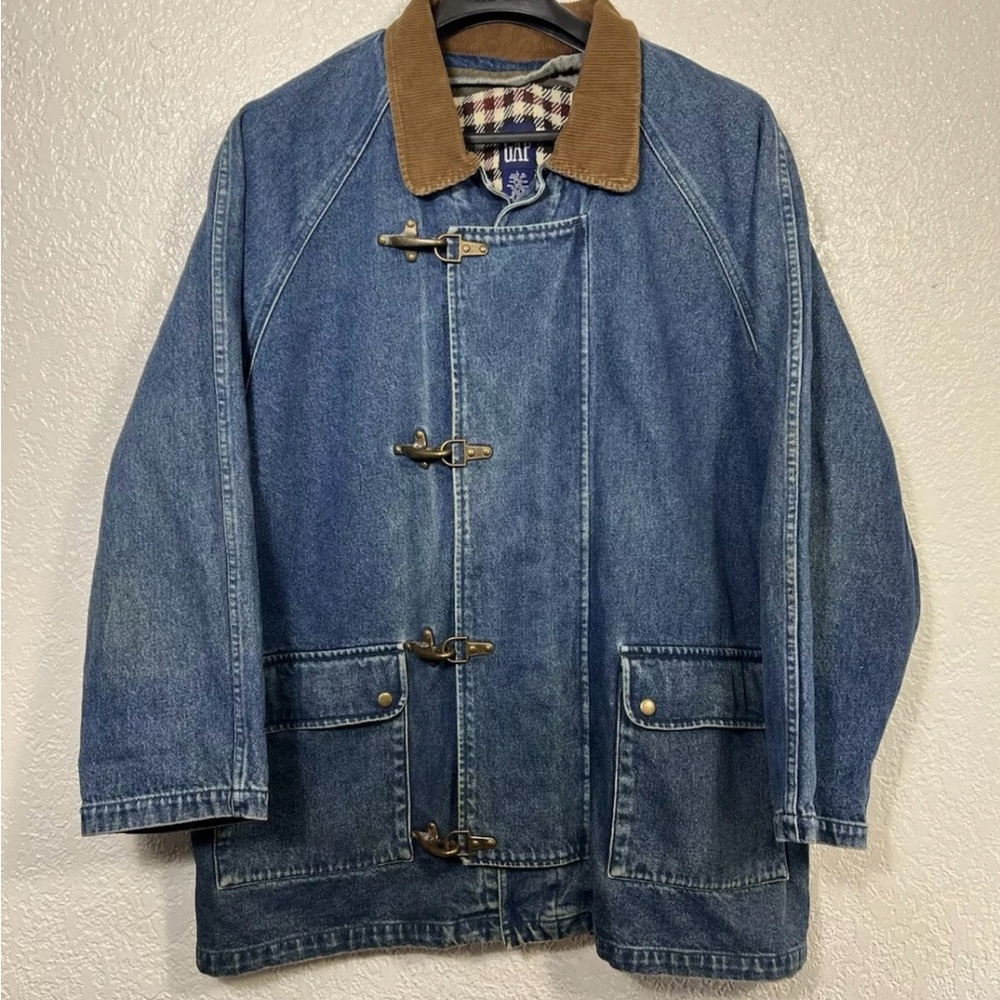 Vintage Gap Denim Jacket with Firemen Clasps and corduroy collar
